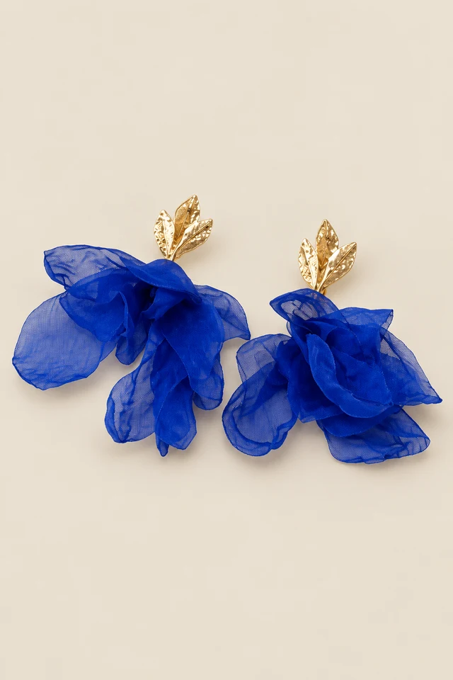 Royal blue petal drop earrings.