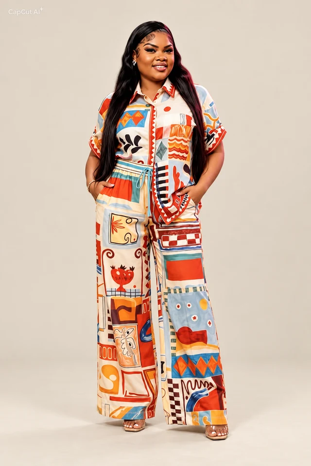 Colourful print set.