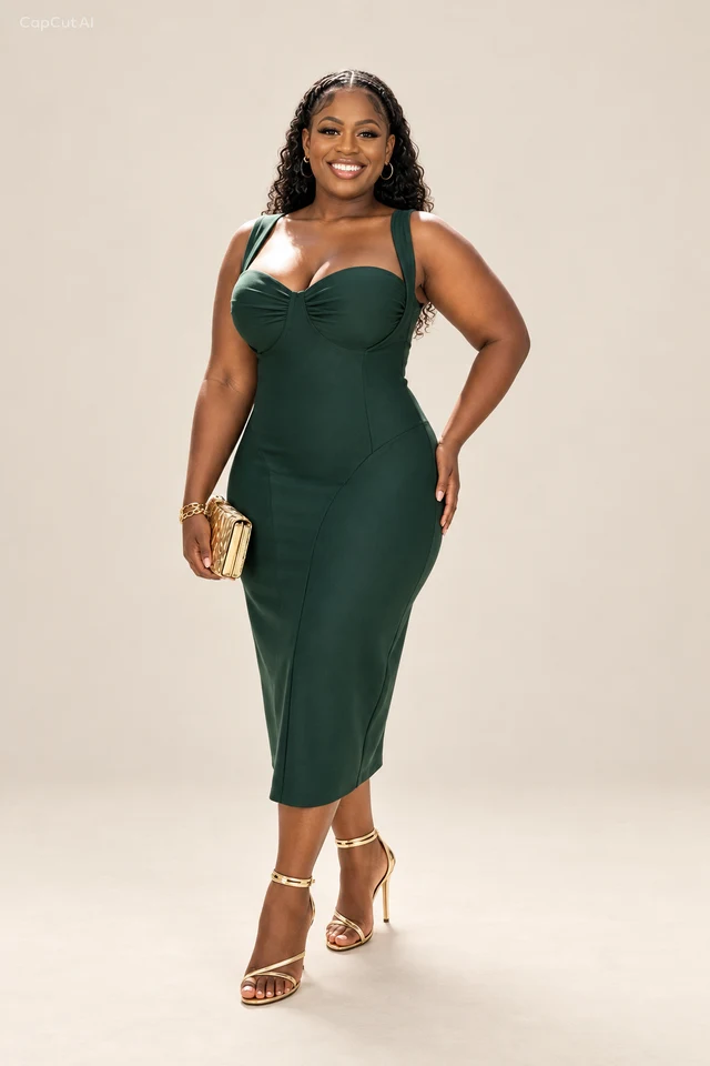 Green midi dress.