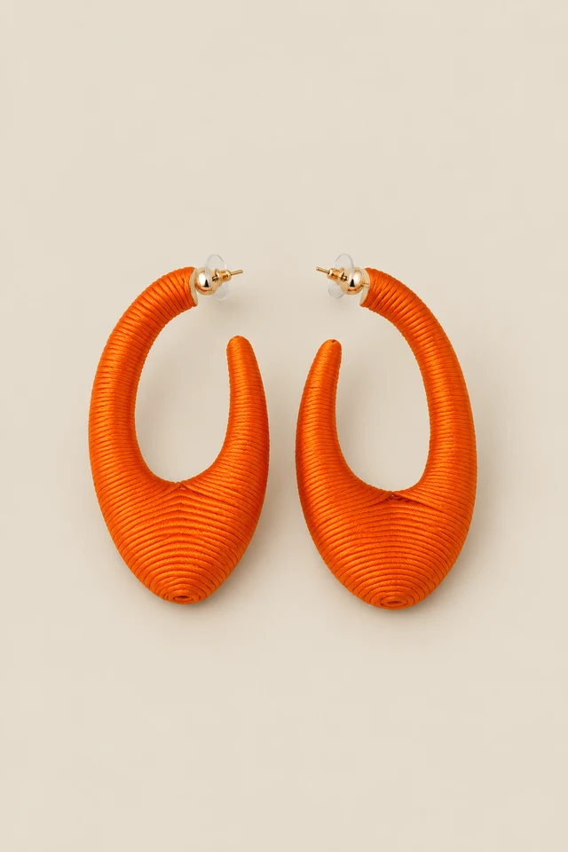 Orange open-drop earrings.