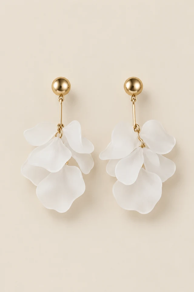 White petal earrings.
