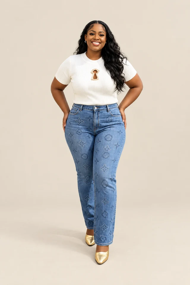 White tee & straight jeans.