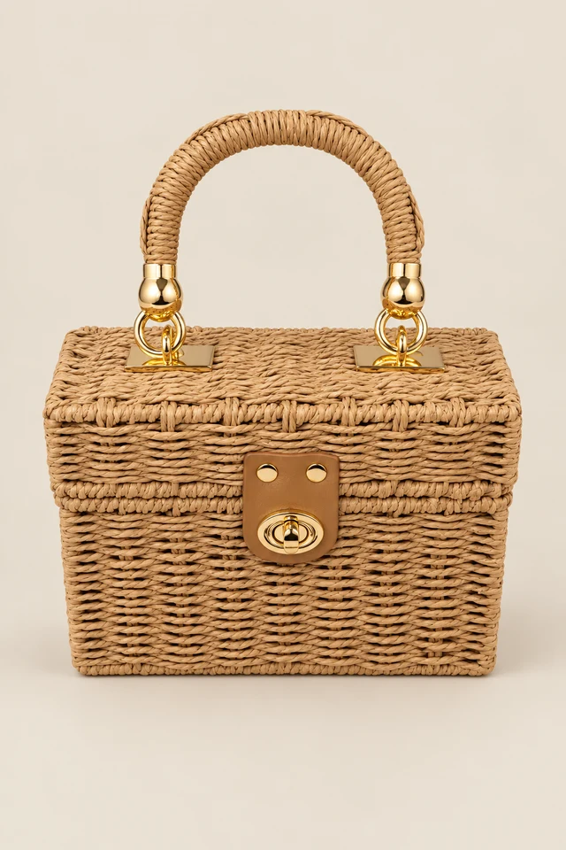 Woven box handle bag.