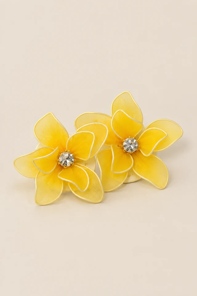 Yellow flower earrings.